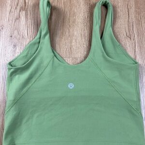 Lululemon Longline Sports Top  Size 4 Green Wide Strap Yoga Top